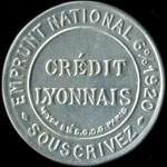 Timbre-monnaie Cr�dit Lyonnais type 2 - 10 centimes rouge sur fond bleu - avers