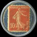 Timbre-monnaie Cr�dit Lyonnais type 2 - 10 centimes rouge sur fond bleu - revers