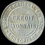 Timbre-monnaie Cr�dit Lyonnais type 2a avec accent � 75� - 10 centimes rouge sur fond gris - avers