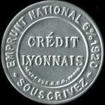 Timbre-monnaie Cr�dit Lyonnais type 2b - 10 centimes rouge sur fond bleu - avers