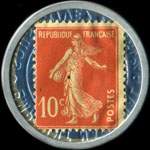 Timbre-monnaie Cr�dit Lyonnais type 2b - 10 centimes rouge sur fond bleu - revers