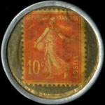 Timbre-monnaie Cr�dit Lyonnais type 5 - 10 centimes rouge sur fond gris sur dor� - revers