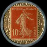 Timbre-monnaie Crédit Lyonnais type 7a - 10 centimes rouge sur fond doré - revers