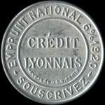 Timbre-monnaie Cr�dit Lyonnais type 5 - 25 centimes bleu sur fond dor� lign� - avers
