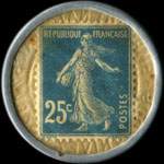 Timbre-monnaie Cr�dit Lyonnais type 5 - 25 centimes bleu sur fond dor� lign� - revers