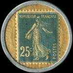 Timbre-monnaie Cr�dit Lyonnais type 7 - 25 centimes bleu sur fond cr�me lign� - revers