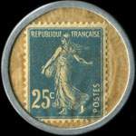 Timbre-monnaie Cr�dit Lyonnais type 7 - 25 centimes bleu sur fond cr�me lign� - revers