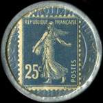 Timbre-monnaie Crédit Lyonnais type 2 - 25 centimes bleu sur fond bleu - revers