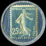 Timbre-monnaie Crédit Lyonnais type 2 - 25 centimes bleu sur fond bleu - revers