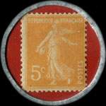 Timbre-monnaie Crédit Lyonnais type 3a - 5 centimes orange sur fond rouge pointillé - revers