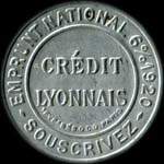 Timbre-monnaie Crédit Lyonnais type 4b - 10 centimes rouge sur fond bleu - avers