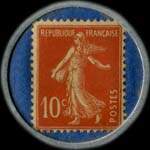 Timbre-monnaie Crédit Lyonnais type 4b - 10 centimes rouge sur fond bleu - revers