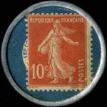 Timbre-monnaie Crédit Lyonnais type 4b - 10 centimes rouge sur fond bleu avec cercle blanc - revers