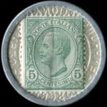 Timbre-monnaie Cr�dit Lyonnais type 5 - 5 centesimi vert sur fond dor� - revers