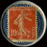 Timbre-monnaie Crédit Lyonnais type 5 - 10 centimes rouge sur fond bleu - revers