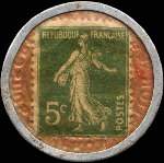 Timbre-monnaie Crédit Lyonnais type 2 - 5 centimes vert sur fond doré - revers