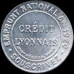 Timbre-monnaie Crédit Lyonnais type 2a avec accent à 75° - 5 centimes vert sur fond doré - avers