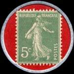 Timbre-monnaie Crédit Lyonnais type 3 - 5 centimes vert sur fond rouge - revers