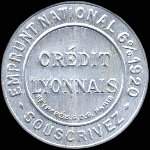 Timbre-monnaie Crédit Lyonnais type 3a - 5 centimes vert sur fond rouge - avers