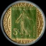Timbre-monnaie Crédit Lyonnais type 5 - 5 centimes vert sur fond doré - revers