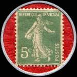 Timbre-monnaie Crédit Lyonnais type 6b - 5 centimes vert sur fond rouge - revers