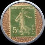 Timbre-monnaie Crédit Lyonnais type 7 - 5 centimes vert sur fond jaune - revers
