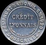 Timbre-monnaie Crédit Lyonnais type 8 - 5 centimes vert sur fond vermillon - avers