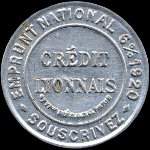 Timbre-monnaie Crédit Lyonnais type 8a - 5 centimes vert sur fond rouge - avers