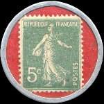 Timbre-monnaie Crédit Lyonnais type 8a - 5 centimes vert sur fond rouge - revers