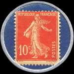 Timbre-monnaie Crédit Lyonnais type 6a - 10 centimes rouge sur fond bleu - revers