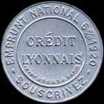 Timbre-monnaie Crédit Lyonnais type 2 - 25 centimes bleu sur fond blanc - avers