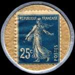 Timbre-monnaie Crédit Lyonnais type 2 - 25 centimes bleu sur fond blanc - revers
