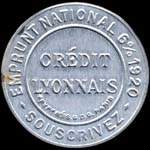 Timbre-monnaie Crédit Lyonnais type 3a - 25 centimes bleu sur fond blanc - avers