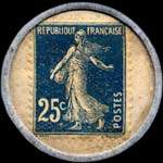 Timbre-monnaie Crédit Lyonnais type 3a - 25 centimes bleu sur fond blanc - revers