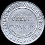 Timbre-monnaie Crédit Lyonnais type 4b - 25 centimes bleu sur fond blanc - avers