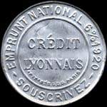 Timbre-monnaie Crédit Lyonnais type 5 - 25 centimes bleu sur fond doré - avers