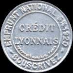 Timbre-monnaie Crédit Lyonnais type 7 - 25 centimes bleu sur fond blanc - avers