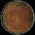 Timbre-monnaie Aux Dames de France - Nouveautés - Bordeaux - 10 centimes rouge sur fond doré - revers