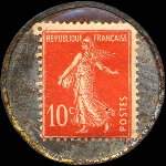 Timbre-monnaie Aux Dames de France - Nouveautés - Bordeaux - 10 centimes rouge sur fond gris - revers