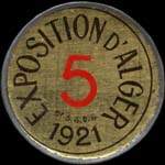 Timbre-monnaie Exposition d'Alger 1921 - 5 centimes vert sur fond rouge - avers