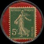 Timbre-monnaie Exposition d'Alger 1921 - 5 centimes vert sur fond rouge - revers