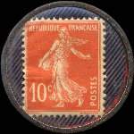 Timbre-monnaie Exposition d'Alger 1921 - 10 centimes rouge sur fond bleu-noir vergé - revers