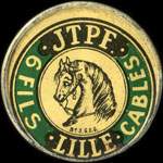 Timbre-monnaie 6 Fils JTPF - 5 centimes vert sur fond rouge (exemplaire dcentr) - avers