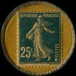 Timbre-monnaie Galeries du Havre - 25 centimes bleu sur fond jaune - revers
