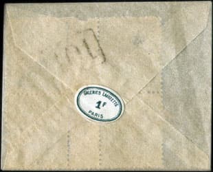 Timbre-monnaie Galeries Lafayette 1 franc (6 x 15 c. + 1 x 10 c.) sous pochette avec �tiquette de type 1b