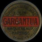 Timbre-monnaie Gargantua - 10 centimes rouge sur fond bleu-noir - avers