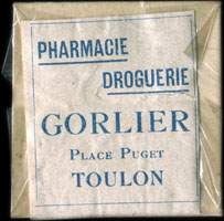 Timbre-monnaie Pharmacie Droguerie Gorlier - Place Puget - Toulon - 5 centimes vert sous pochette - avers