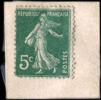 Timbre-monnaie Pharmacie Droguerie Gorlier - Place Puget - Toulon - 5 centimes vert sous pochette - revers