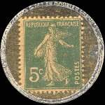 Timbre-monnaie Grison Crème - 5 centimes vert sur fond doré - revers