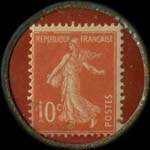 Timbre-monnaie Huîtres Vertes de Marennes E.Jacou - 10 centimes rouge sur fond rouge - revers